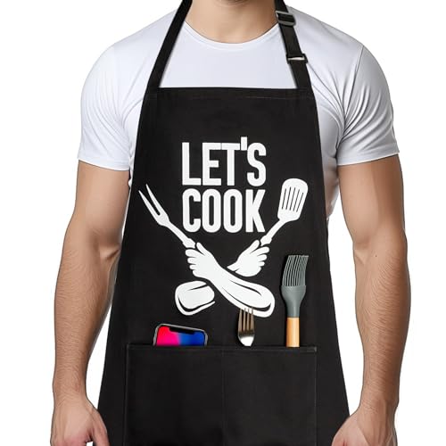 Syntus Funny Apron for Men Women, Dad Gifts, Funny Apron for Father's Day, Birthday Gift, 100% Cotton Bib Aprons for Cooking, Grilling BBQ