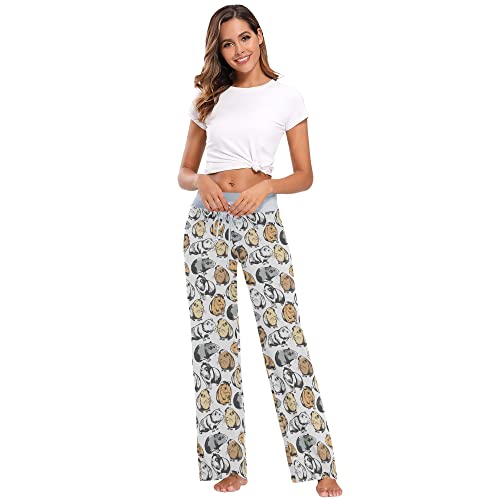 Fisyme Christmas Gingerbread Houses Pajama Pants for Women Soft Comfy Pjs Bottoms Drawstring Wide Leg Yoga Jogger Lounge Sweat Pants Sleepwear, XS