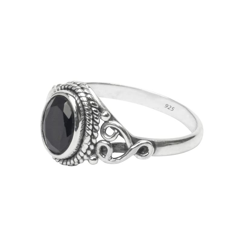 Black Tourmaline Stone Ring 925 Sterling Silver Statement Ring For Women Handmade Rings Gemstone Christmas Promise Ring Size US 6 Gift For Her