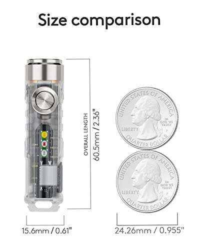 RovyVon 4th Aurora A8 USB-C EDC Flashlight, 90 CRI 5000K, Max 420 Lumen Rechargeable Keychain Light, Momentary On, Lock Mode, Magnet Accessories, for Checking Outdoor(365nm/Red/White)