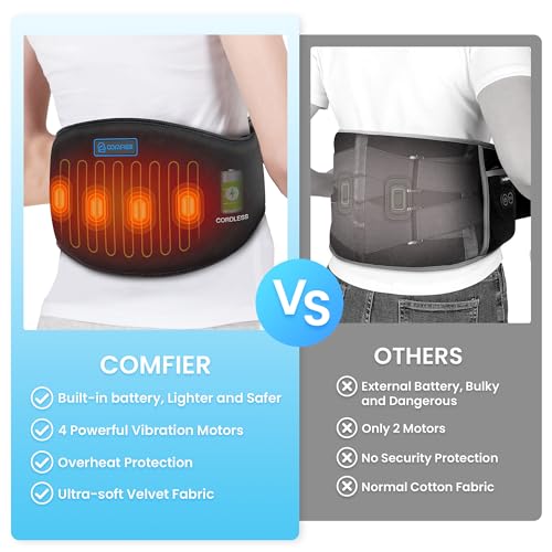 COMFIER Cordless Heating Pad for Back Pain Relief,Lower Back Massaager with Heat, Heat Pads for Back,Cramps,Lumbar,Abdominal,Leg, Arthritic Pain, Father's Day Gifts from Kids