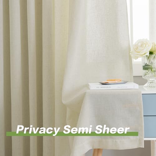 OYRING Pinch Pleated Curtains Light Filtering and Privacy Protection, Faux Linen Curtains Panels Drapery for Living Room Bedroom 84 W x 108 L Inch Easy Hanging with Hooks (1 Panel, White)
