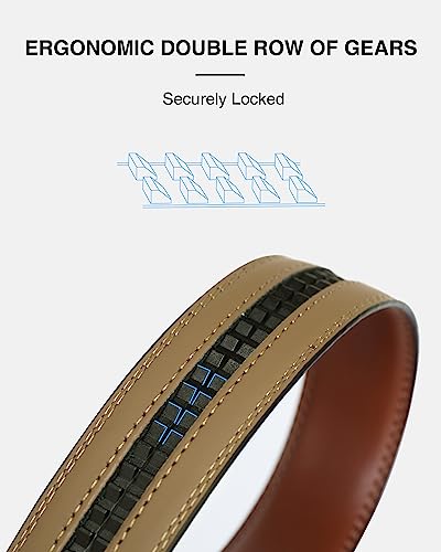 CHAOREN Leather Ratchet Belt for men 1 3/8" for Dress Pants - Micro Adjustable Belt Fit Everywhere