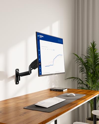 MOUNT PRO Single Monitor Wall Mount for 13 to 32 Inch Computer Screens, Gas Spring Arm Holds Up to 17.6lbs, Full Motion Adjustable,VESA Mount 75x75, 100x100,Black