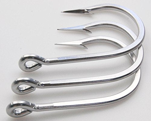 Fishing Hooks Big Game Tuna Hooks 10pcs Extra Strong Stainless Steel Forged Hooks Saltwater Fishing Tackle (4/0-10pcs)