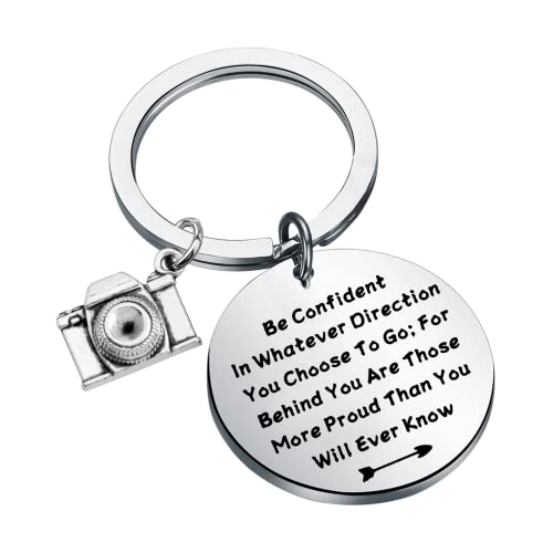 LQRI Camera Keychain Photographer Gift Be Confident In Whatever Direction You Choose To Go Keychain Camera Gifts Future Photographer Gift (silver)