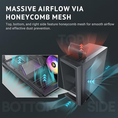 Antec C3 ARGB, 3 x 120mm & 1 x 120mm ARGB PWM Fans Included, Up to 8 Fans Simultaneously, Type-C，Seamless Tempered Glass Front & Side Panels, 360mm Radiator Support, Mid-Tower ATX PC Case