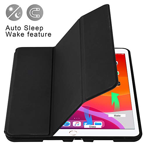 Arae for iPad 10.2 inch Case (9th Generation 2021) &(7th Generation 2019) & (8th Generation 2020) Auto Wake/Sleep Feature Standing Cover, Black