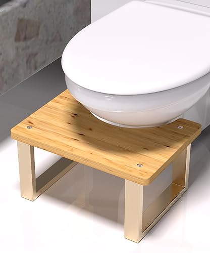 REGIS Toilet Stool for Adults, Poop Stool, Bathroom Toilet Potty Stool with Non-Slip Mat for Adults Children (Bamboo White, 7")