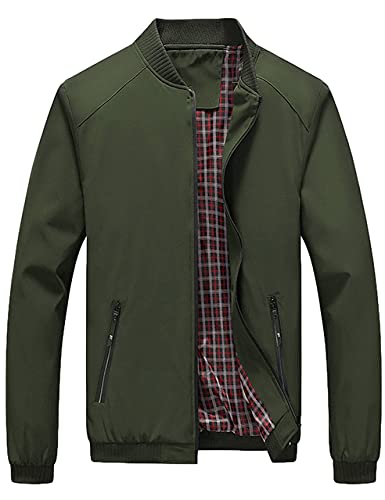 Lentta Men's Slim Fit Lightweight Softshell Bomber Jacket Coat Fall Jackets For Men (Small, Army Green001)