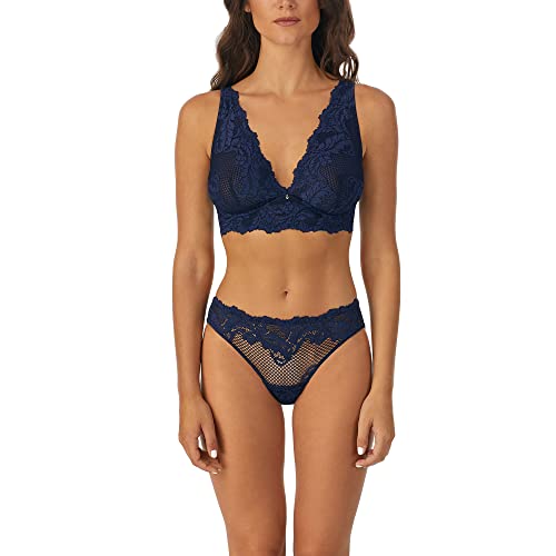 Le Mystere Women's Lace Allure Longline Convertible Bra - Plunging Neckline - Adjustable Straps - Black, 36B
