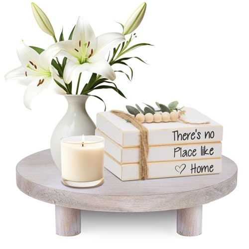JKLIND 3PCS Wooden Display Riser for Display,Round Display Stand,Wood Riser Pedestal Stand for Home Decor and Organizer(Black,8/6/5'')