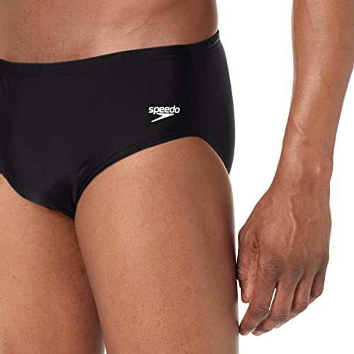 Speedo mens Swimsuit Powerflex Eco Solid Adult athletic swim briefs, New Black, 30 US