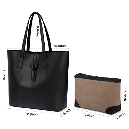 S-ZONE Vintage Genuine Leather Tote Bag for Women Large Shoulder Purse Handbag