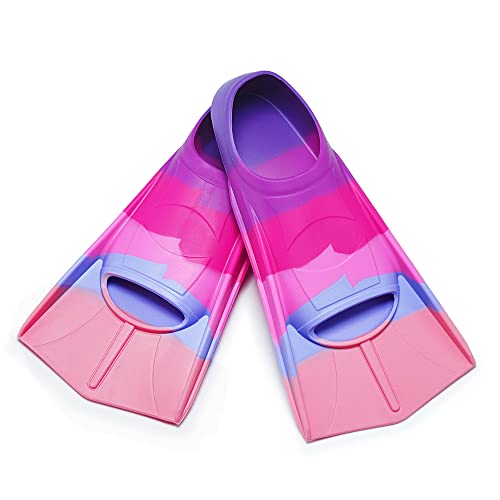 Prsca Kids Swim Fins,Short Youth Fins Swimming Flippers,Swim Training Fins for Lap Swimming,for Children Girls Boys Beginners