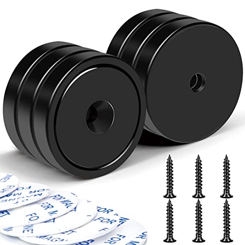 LOVIMAG Strong Magnets, 3 Different Size Neodymium Cup Magnets, 12Pcs Black Heavy Duty Magnets with Countersunk Hole and Screw for Wall Mounting, Holding Tools Lifting, Cruise, Fridge, Cabinet Magnets