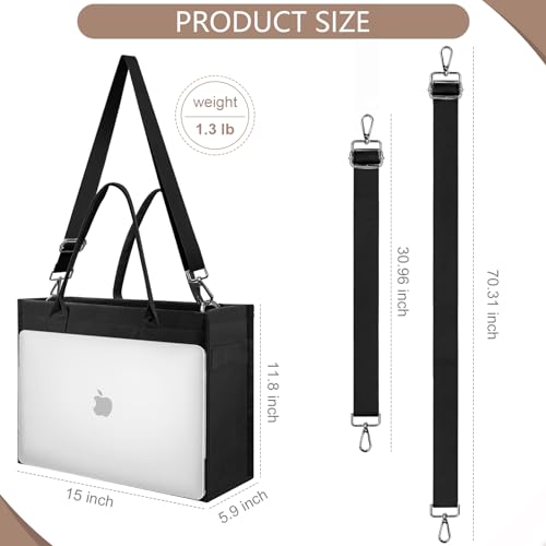 ONEGenug Large Canvas Tote Bag for Women with Multi Pockets, Women's Tote Handbags, Laptop Crossbody Bag with Zipper for Work Travel