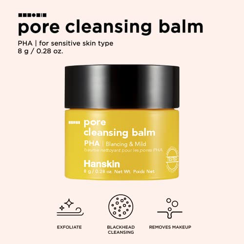 Hanskin BHA Pore Cleansing Oil and PHA Cleansing Balm, Sample Trial Size, Travel Size Mini Makeup Remover Set, Gentle Blackhead Cleanser for Combination and Oily Skin [30 ml/Pack of 2] + [8g/PHA Balm]