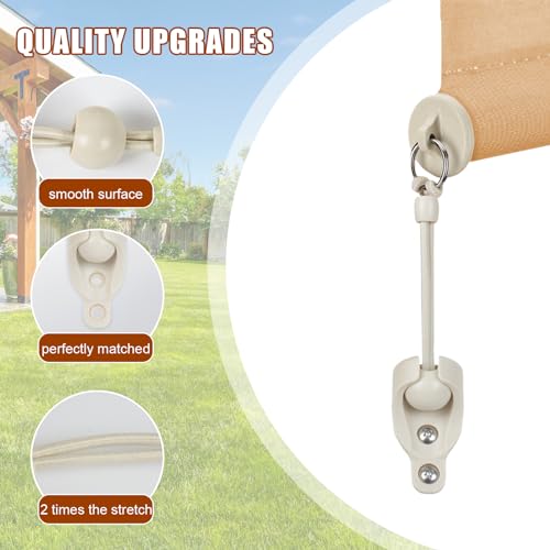 SeprochooSunshade Curtain Replacement Parts, Bungee Jumping kit, Suitable for Coolaroo's External Roller Blinds, and Compatible with Various Outdoor Sunshade Models(1set, Beige)