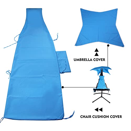 Outdoor Hanging Lounge Chair Replacement Cushion Cover and Umbrella Fabric, Made for Patio Curved Chaise Hammock Floating Swing Chair Pads, Waterproof Soft Fabric (Cushion Not Included), Blue