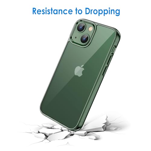 JETech Case for iPhone 13 6.1-Inch, Non-Yellowing Shockproof Phone Bumper Cover, Anti-Scratch Clear Back (Alpine Green)