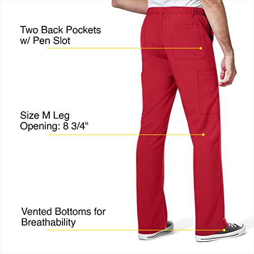 WINK Petite Men's Flat Front Cargo Pant, Red, X-Large/Short