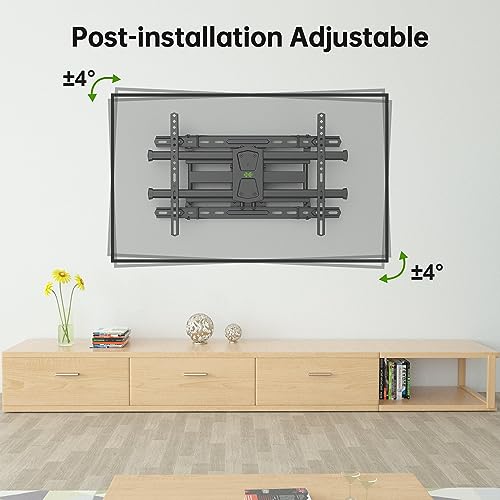 USX Mount Long Arm Full Motion TV Wall Mount for Most 42-90 inch TV 40 Inch Extension TV Mount，Wall Mount TV Bracket with 90°Swivel Up to 150lbs Fits 16” 18” 20” 24” Stud VESA 800x400mm XML035…