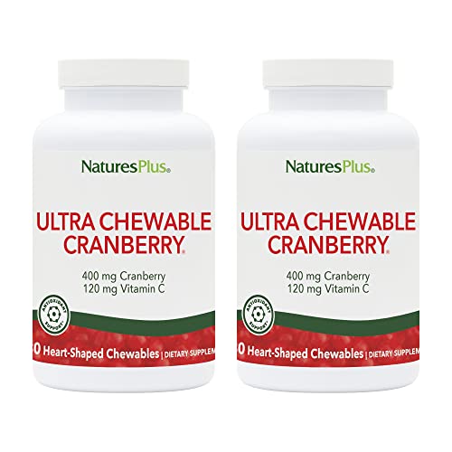 Natures Plus Ultra Chewable Cranberry Love Berries - 400 mg, 180 Vegetarian Tablets - Natural Cranberry Supplement, Promotes Urinary Tract Health - Non-GMO, Gluten-Free - 90 Servings