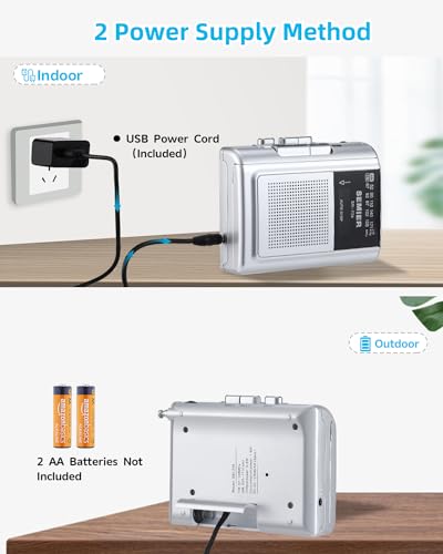 SEMIER Cassette Recorder Player Walkman with AM FM, Compact Vintage Cassette Tape Player with Big Speaker, Earphone Jack, Removable Clip, Microphone Recording, Powered by DC or AA Battery