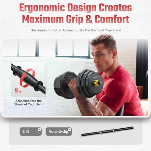 FEIERDUN Adjustable Dumbbells, 40lbs Free Weight Set with 4 Modes, Used as Barbell, Kettlebells, Push up Stand, Fitness Exercises for Home Gym Suitable Men/Women