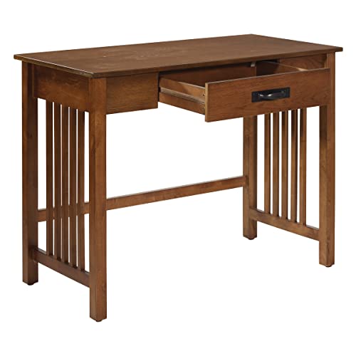 Office Star Products OSP Home Furnishings Sierra Mission Desk and Sofa Table Bundle, Ash Brown