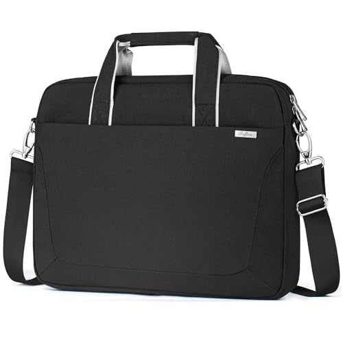 BAFFINA 15.6 16 Inch Laptop Shoulder Bag for Men Women,Waterproof Computer Carrying Case Messenger Bag with Strap,Laptop Briefcase for 14-15-16 Inch MacBook/Chromebook/Notebook Hp Dell Acer Asus,Black