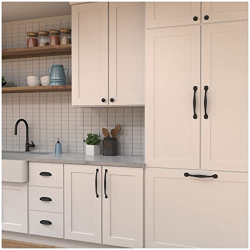 Hickory Hardware Solid Core Kitchen Cabinet Pulls, Luxury Cabinet Handles, Hardware for Doors & Dresser Drawers, 12 Inch Hole Center, Black Iron, Refined Rustic Collection