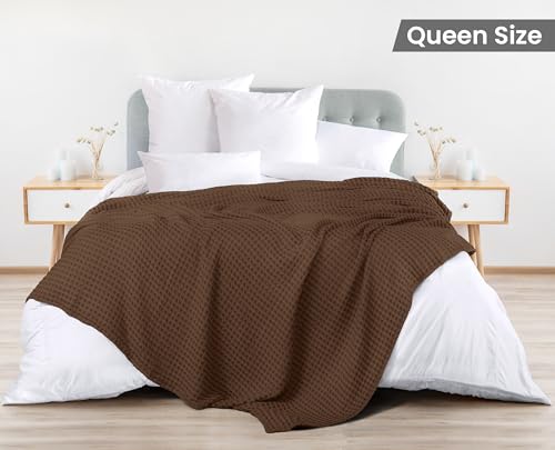 Utopia Bedding Cotton Waffle Blanket 300 GSM (Navy - 60x50 Inches) Soft Lightweight Breathable Bed Blanket Throw Size Layering Any Bed for All Season
