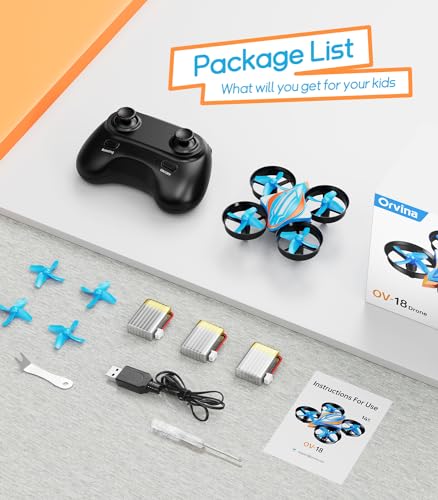 Mini Drones for Kids and Adults, ORVINA OV-18 Small Remote Control Quadcopters with 3 Batteries for Beginners Indoor, 3D/ 360°Flips, Flying Toys for 3 4 5 6 7 8-12 Year Old Boys Girls Gifts (Blue)