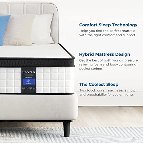 Inofia 10 Inch Full Hybrid Double Mattress in a Box - Medium Firm, Memory Foam & Pocket Springs, Fiberglass Free, Motion Isolation, Pressure Relief, Edge Support, 10-Year Support, CertiPUR-US
