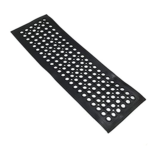 Ottomanson Indoor/Outdoor Hose-Wash Holes Design Non-Slip Rubber 10" x 30" Modern Stair Treads for Stairs, Garage, Patio, 5 Pack, Black Holes