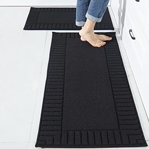 BEQHAUSE-Kitchen-Rugs-and-Mats Non Slip Kitchen Mats for Floor Absorbent Kitchen Rugs Machine Washable Kitchen Floor Mat,Black 20”x30”