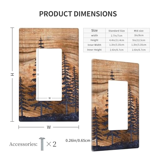 Farmhouse Rustic Wood Print Light Switch Cover 2 Gang Toggle/Rocker Brown Decorative Wall Plate Electric Faceplate for Living Room Bedroom Bathroom 4.5" x 4.5" (Plastic)