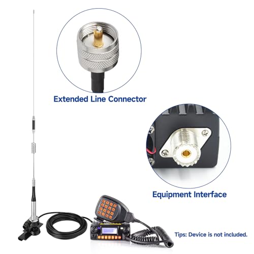 Bingfu Vehicle Mobile Ham Radio Antenna VHF UHF 136-174MHz 400-470MHz Car Truck Amateur Two Way Radio Antenna with Lip Mount Fixed Bracket PL259 Male 5m 16.5 feet RG58 Cable