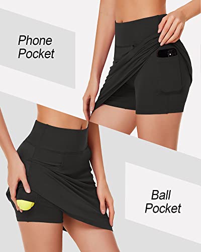 COOrun Golf Skirts for Women Knee Length Athletic Skort with 4 Pockets Quick Dry Pickleball Outfits, Ink S