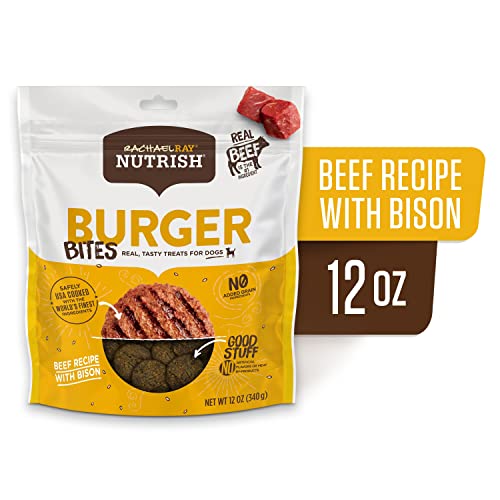 Rachael Ray Nutrish Burger Bites Real Meat Dog Treats, Beef Burger with Bison Recipe, 12 Ounces, Grain Free