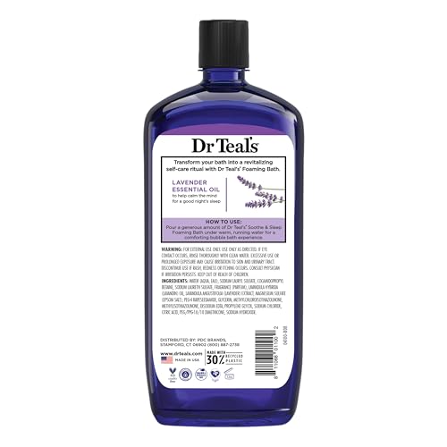 Dr Teal's Foaming Bath with Pure Epsom Salt, Soothe & Sleep with Lavender, 34 fl oz (Pack of 4) (Packaging May Vary)