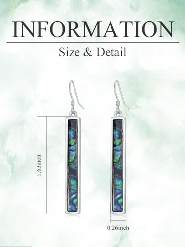 SILBAZ Abalone Shell Bar Earrings Natural Abalone Dangle Earrings Hypoallergenic Square Drop Earrings Jewelry Birthday Christmas Gift for Women