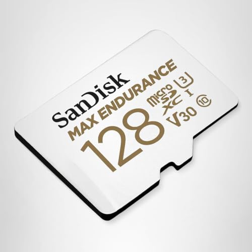 SANDISK 128GB MAX Endurance microSDXC Card with Adapter for Home Security Cameras and Dash cams - C10, U3, V30, 4K UHD, Micro SD Card - SDSQQVR-128G-GN6IA