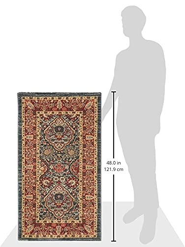 SAFAVIEH Mahal Collection Runner Rug - 2'2" x 22', Navy & Red, Traditional Oriental Design, Non-Shedding & Easy Care, Ideal for High Traffic Areas in Living Room, Bedroom (MAH655C)