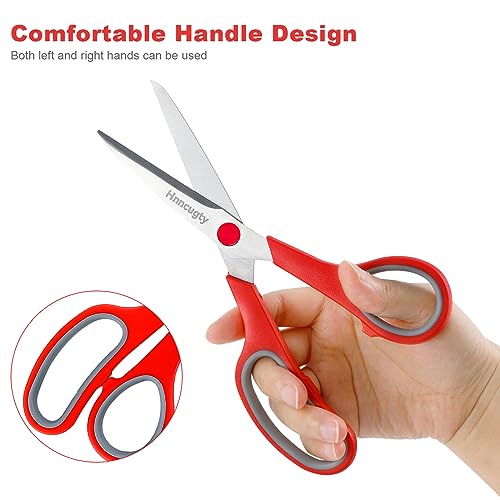 Scissors, Hnncugty 8" Scissors All Purpose Bulk Set of 6-Pack, Sharp Scissors for Office School Supplies Student Teacher Scissors Home Art Craft Sewing Fabric Scissor, Comfort Grip, Right/Left Handed