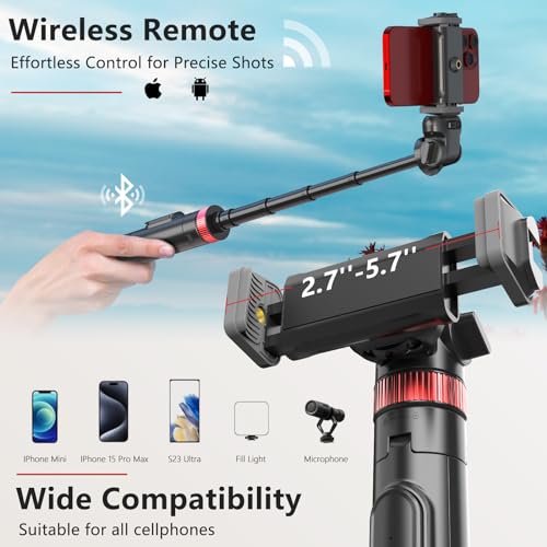 Eicaus 72'' Phone Tripod, Tripod for iPhone & Selfie Stick Tripod with Phone Mount and Remote - Upgraded, Stable, and Portable Tripod for iPhone 15/14/13, Android, Cameras and Action Cameras