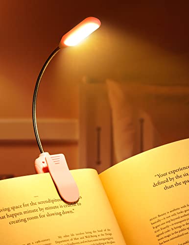 Monotremp Book Lights for Reading at Night in Bed, 80 Hours Runtime LED Book Light Rechargeable, 3 Brightness Levels × 3 Color Temperatures, 1.3 oz Lightweight Reading Lights for Books in Bed