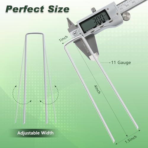 FEED GARDEN 4 Inch 50 Pack Galvanized Landscape Staples 11 Gauge Anti-Rust Garden Stakes Landscaping Fabric SOD Pins Yard Stakes for Weed Barrier Fabric